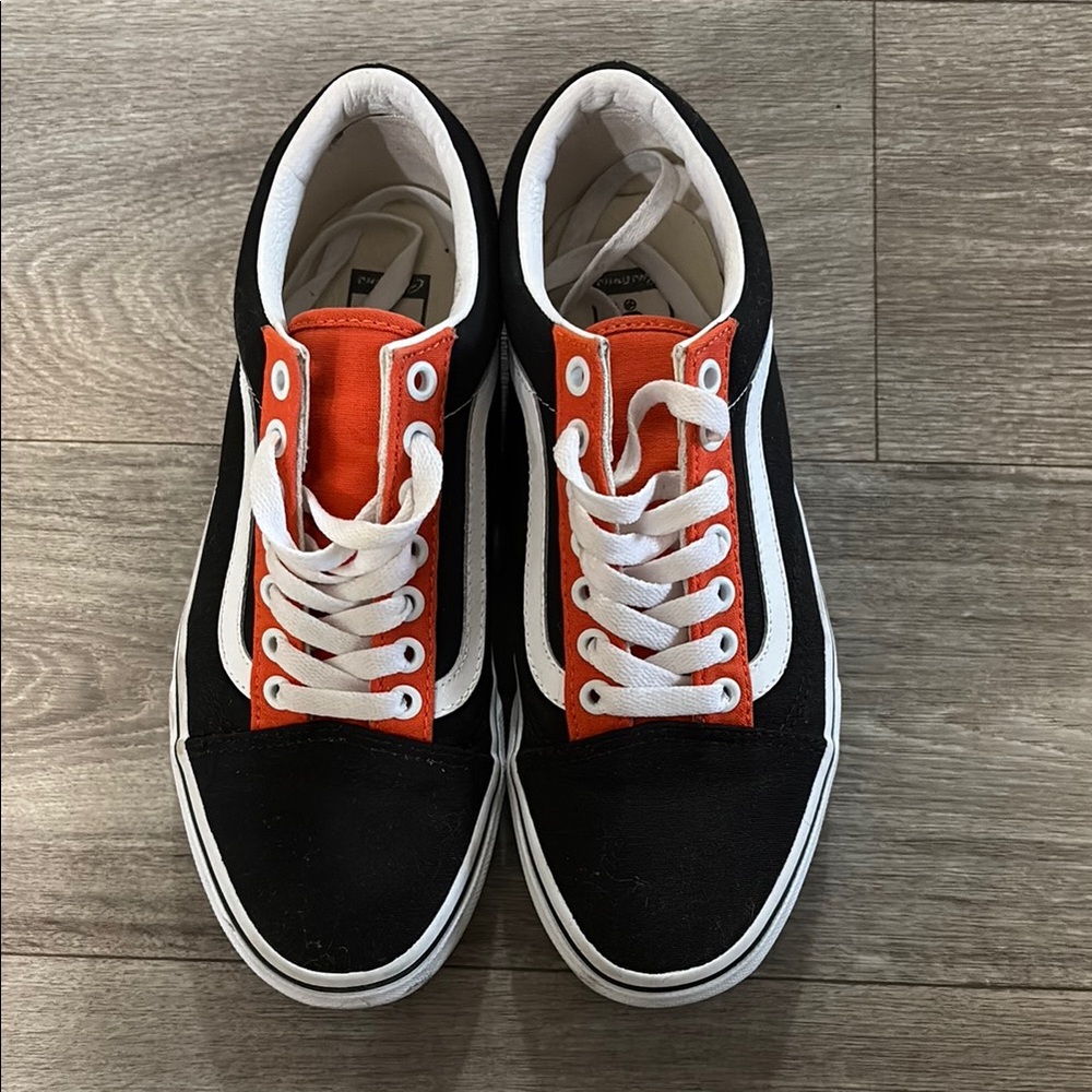 Vans Black and Orange Old Skool Sneakers